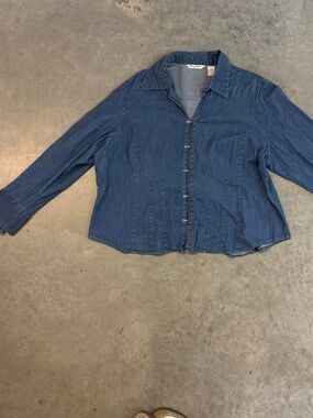 Blue Denim Blouse  Hook up Button Shirt
